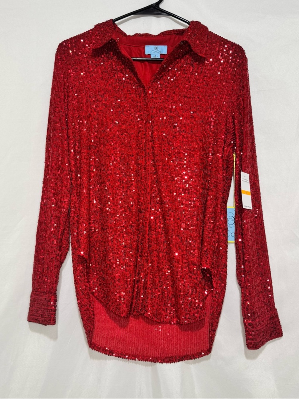 Red Sequin Cece Blouse